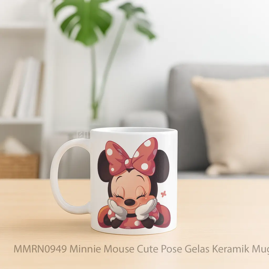 Minnie Mouse Cute Pose Gelas Keramik Mug - Sudut 2