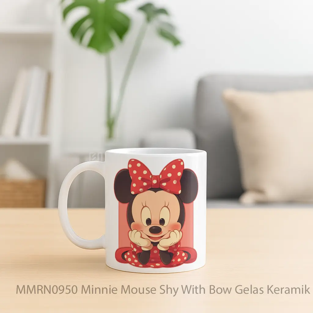 Minnie Mouse Shy With Bow Gelas Keramik Mug - Sudut 2