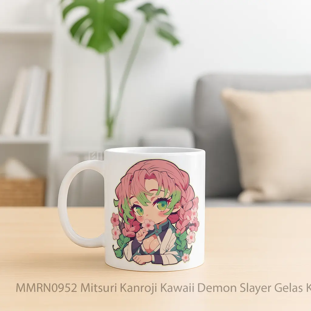 Mitsuri Kanroji Kawaii Demon Slayer Gelas Keramik Mug - Sudut 2