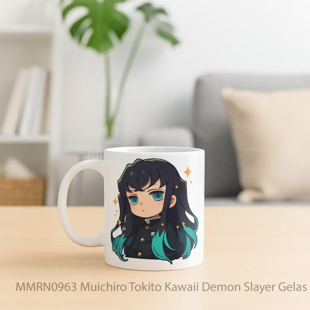 Muichiro Tokito Kawaii Demon Slayer Gelas Keramik Mug - Sudut 2