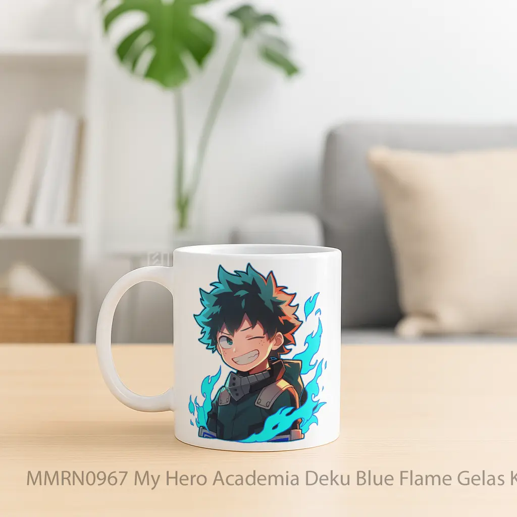 My Hero Academia Deku Blue Flame Gelas Keramik Mug - Sudut 2