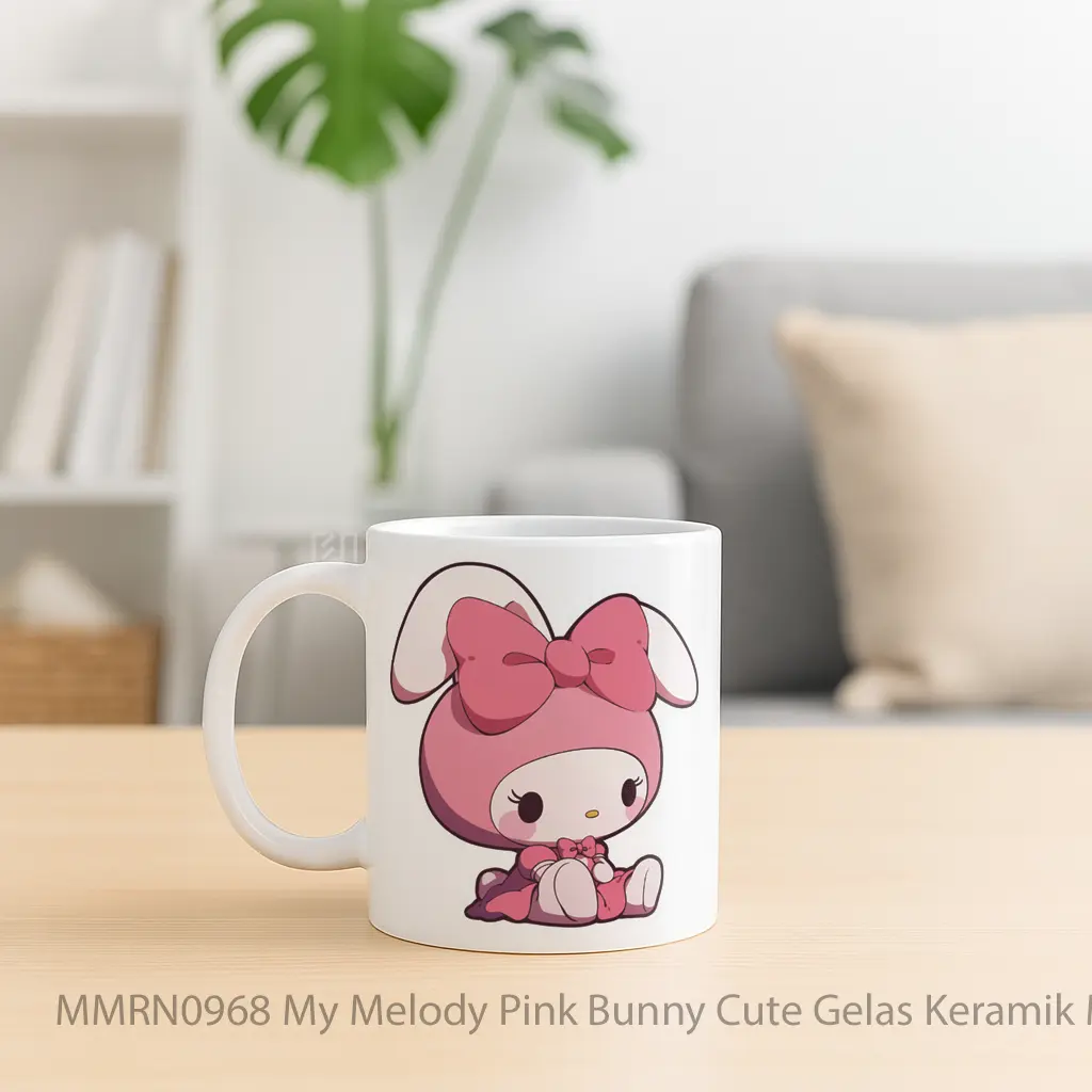My Melody Pink Bunny Cute Gelas Keramik Mug - Sudut 2