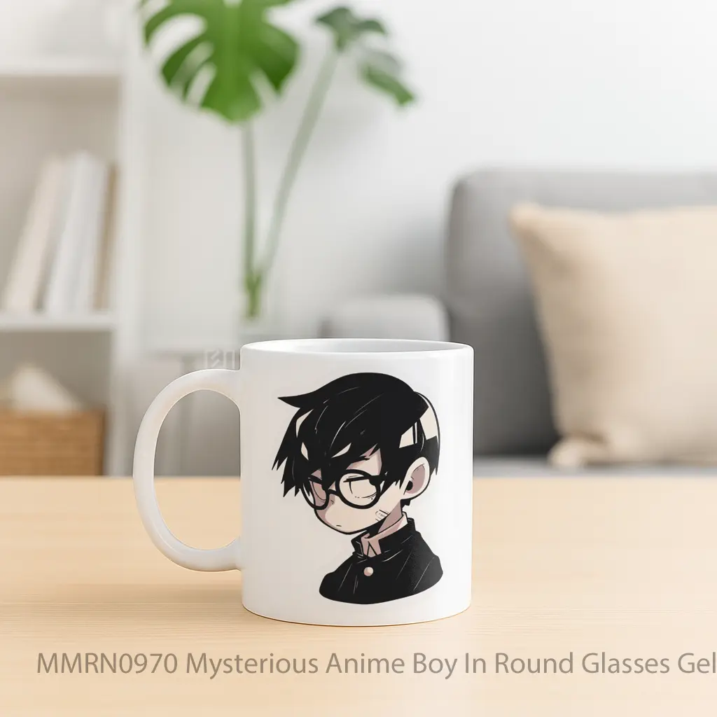 Mysterious Anime Boy In Round Glasses Gelas Keramik Mug - Sudut 2