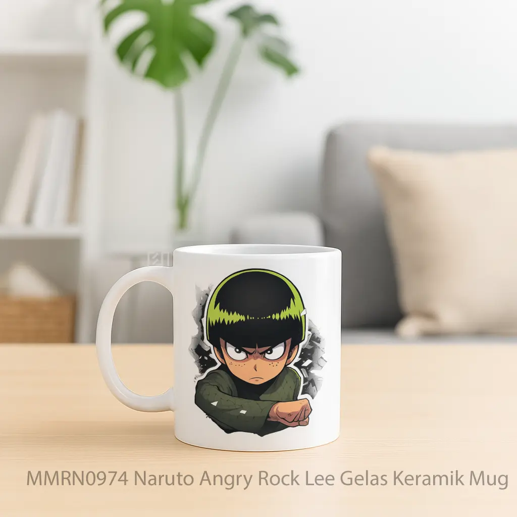 Naruto Angry Rock Lee Gelas Keramik Mug - Sudut 2