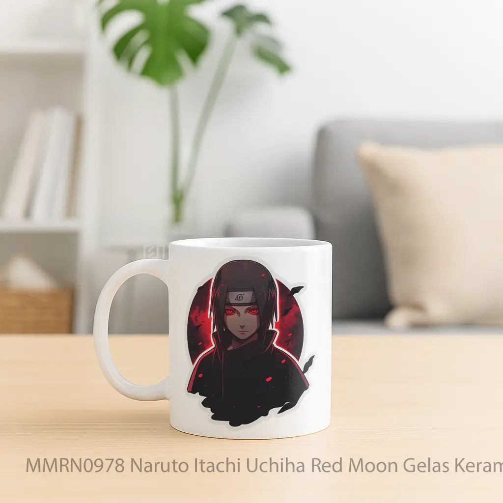 Naruto Itachi Uchiha Red Moon Gelas Keramik Mug - Sudut 2