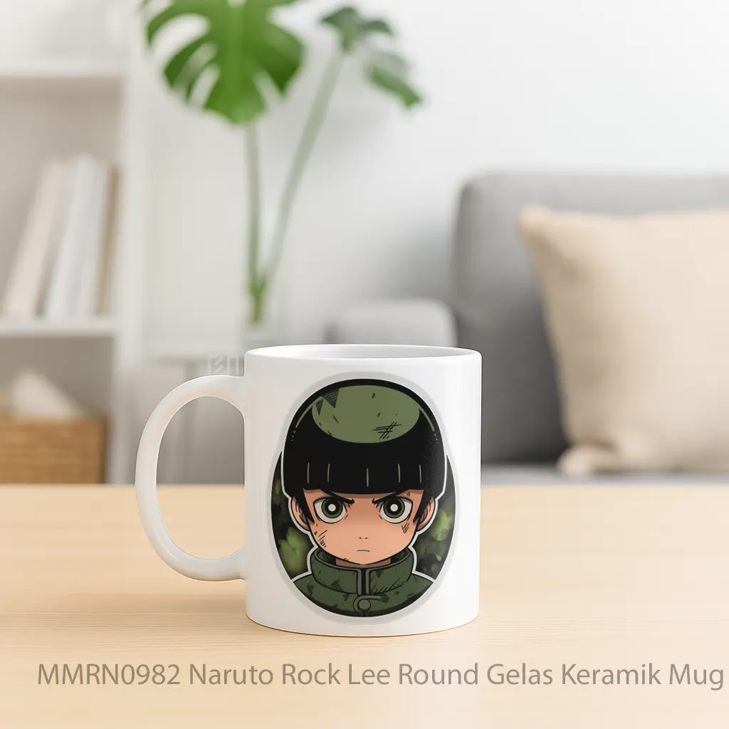 Naruto Rock Lee Round Gelas Keramik Mug - Sudut 2