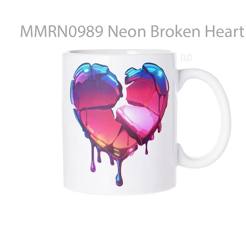Neon Broken Heart Drip Gelas Keramik Mug
