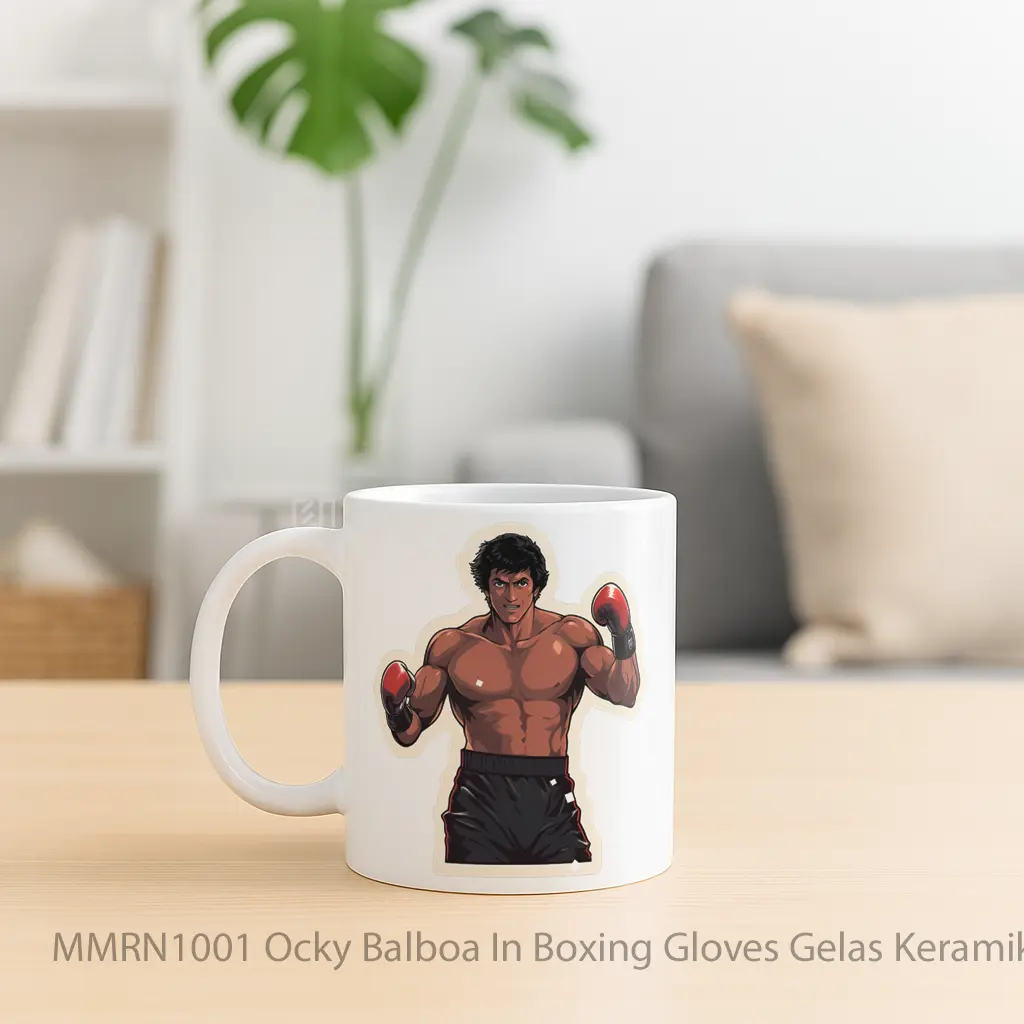Ocky Balboa In Boxing Gloves Gelas Keramik Mug - Sudut 2