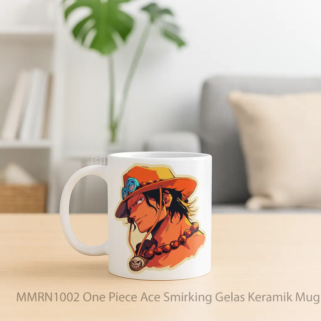 One Piece Ace Smirking Gelas Keramik Mug - Sudut 2