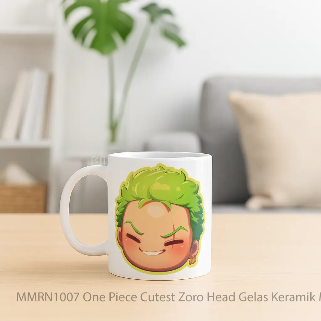 One Piece Cutest Zoro Head Gelas Keramik Mug - Sudut 2