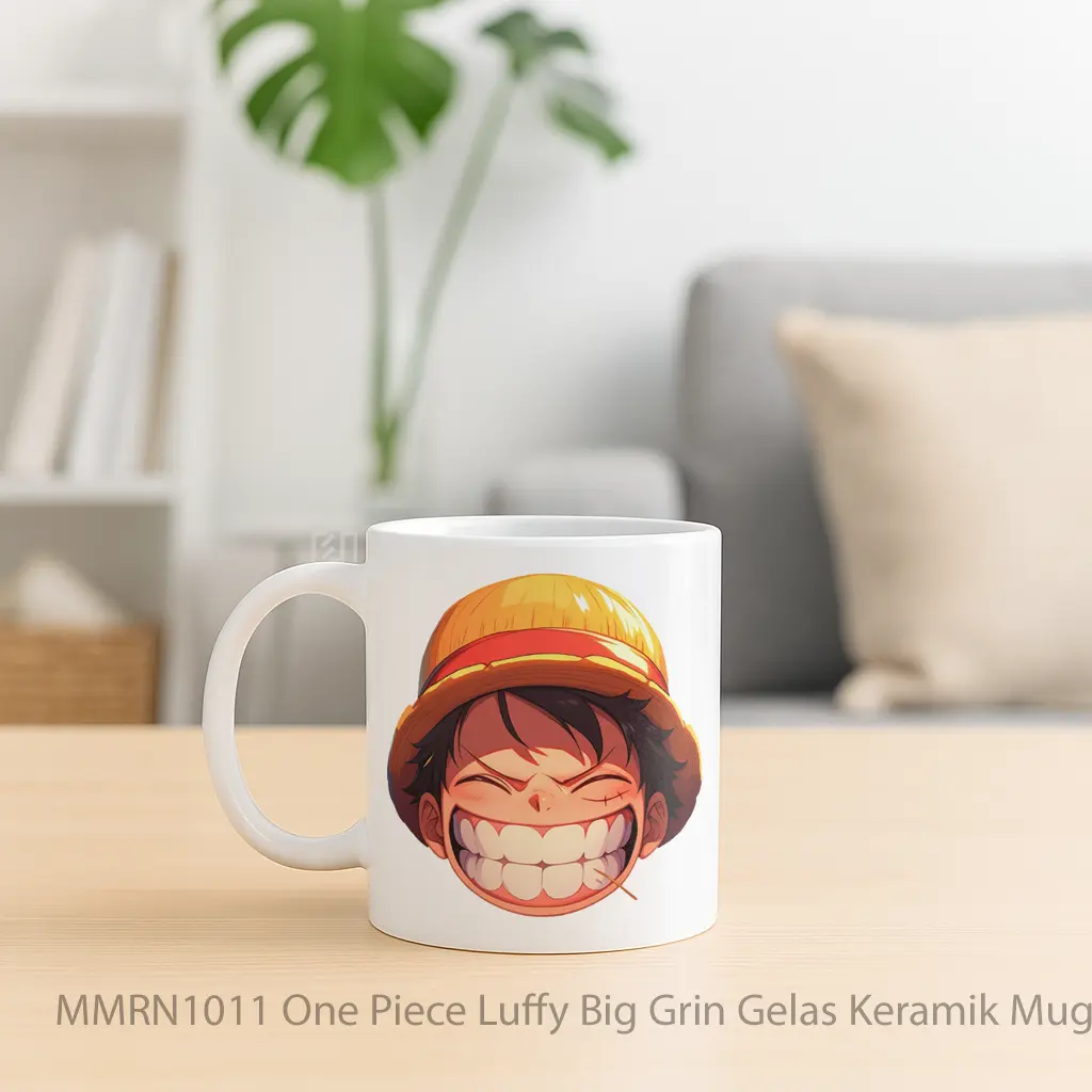 One Piece Luffy Big Grin Gelas Keramik Mug - Sudut 2