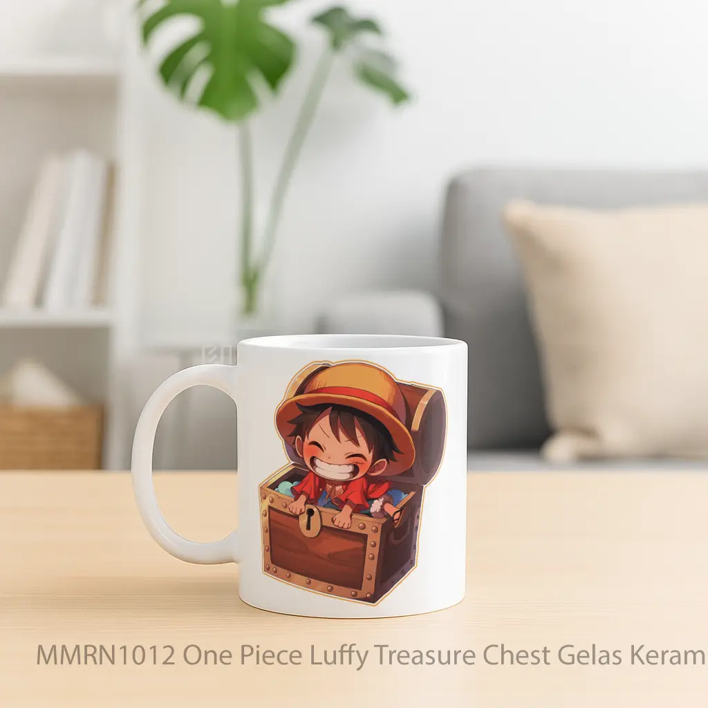 One Piece Luffy Treasure Chest Gelas Keramik Mug - Sudut 2