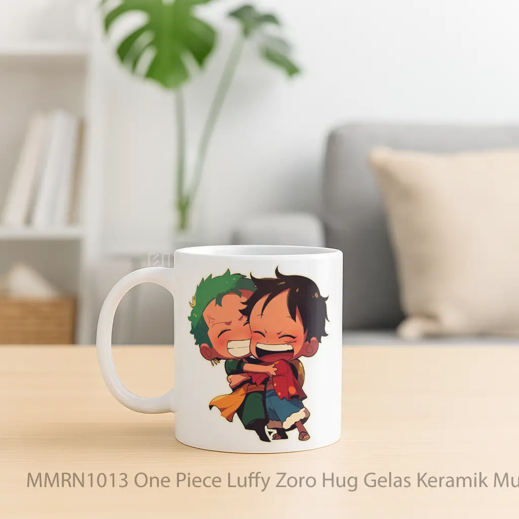 One Piece Luffy Zoro Hug Gelas Keramik Mug - Sudut 2