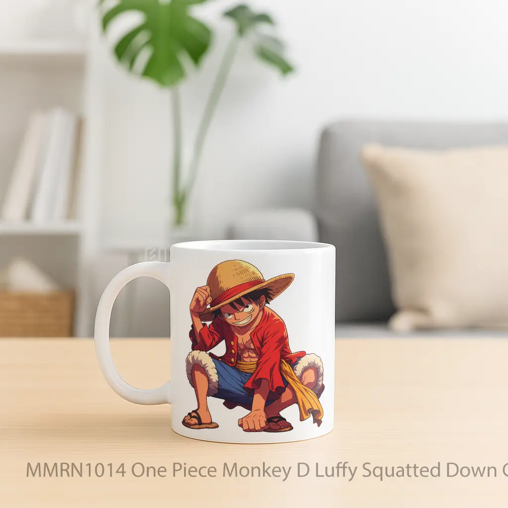 One Piece Monkey D Luffy Squatted Down Gelas Keramik Mug - Sudut 2