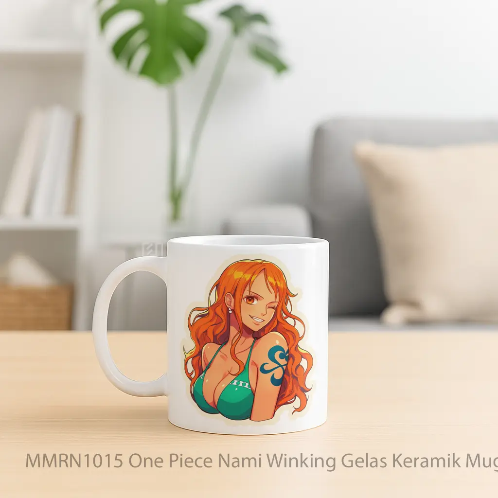 One Piece Nami Winking Gelas Keramik Mug - Sudut 2