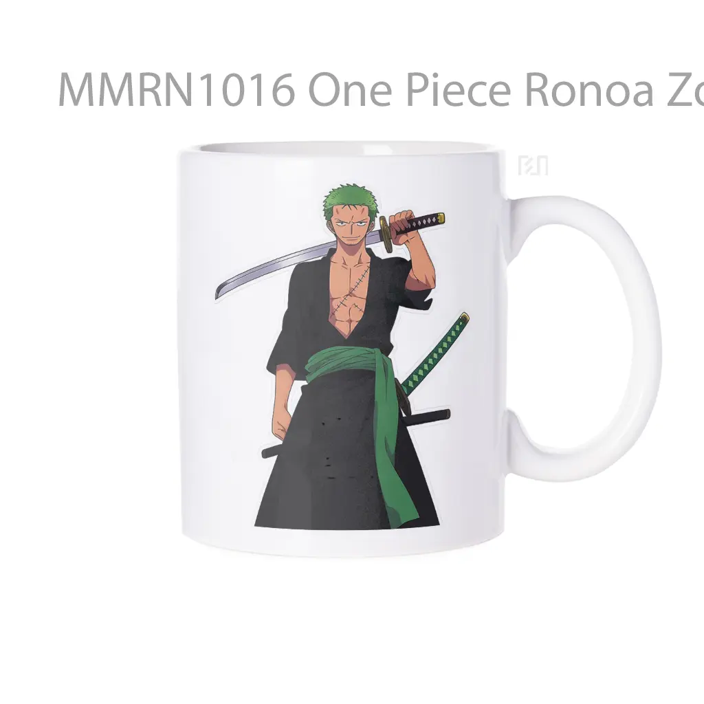 One Piece Ronoa Zoro Smiling Sword Behind Head Gelas Keramik Mug