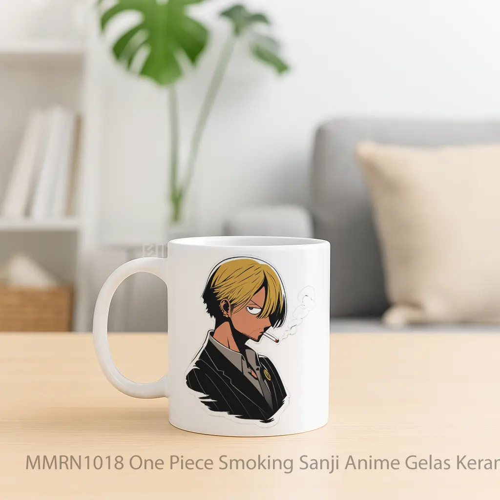 One Piece Smoking Sanji Anime Gelas Keramik Mug - Sudut 2