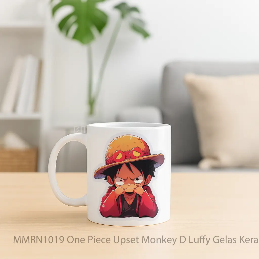 One Piece Upset Monkey D Luffy Gelas Keramik Mug - Sudut 2