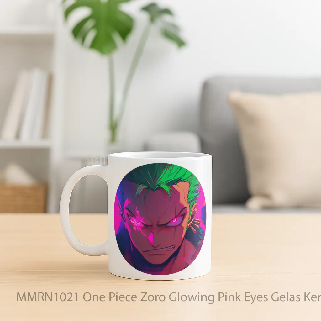 One Piece Zoro Glowing Pink Eyes Gelas Keramik Mug - Sudut 2