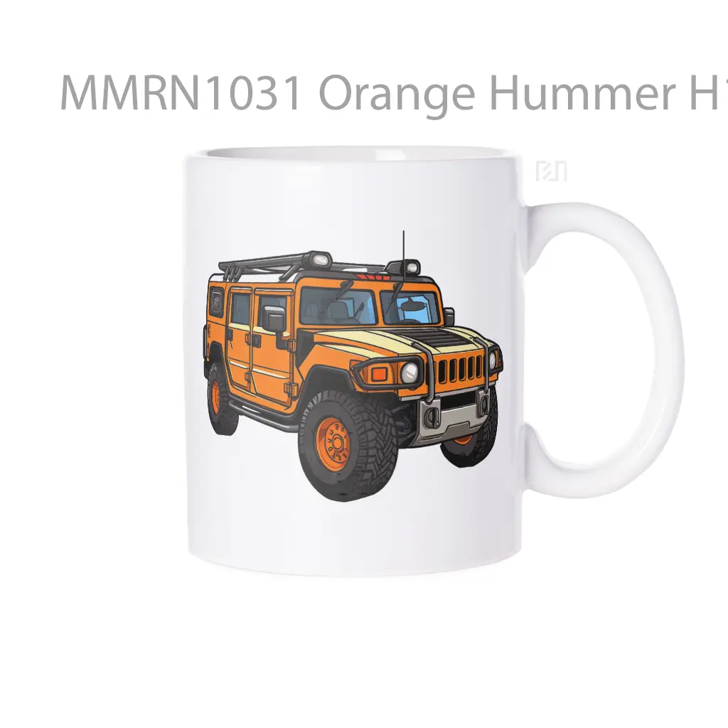 Orange Hummer H1 Cartoon Gelas Keramik Mug