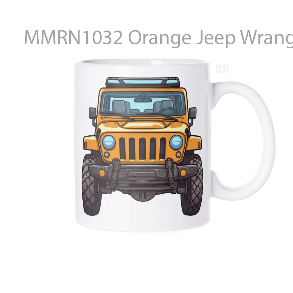 Orange Jeep Wrangler Front View Gelas Keramik Mug