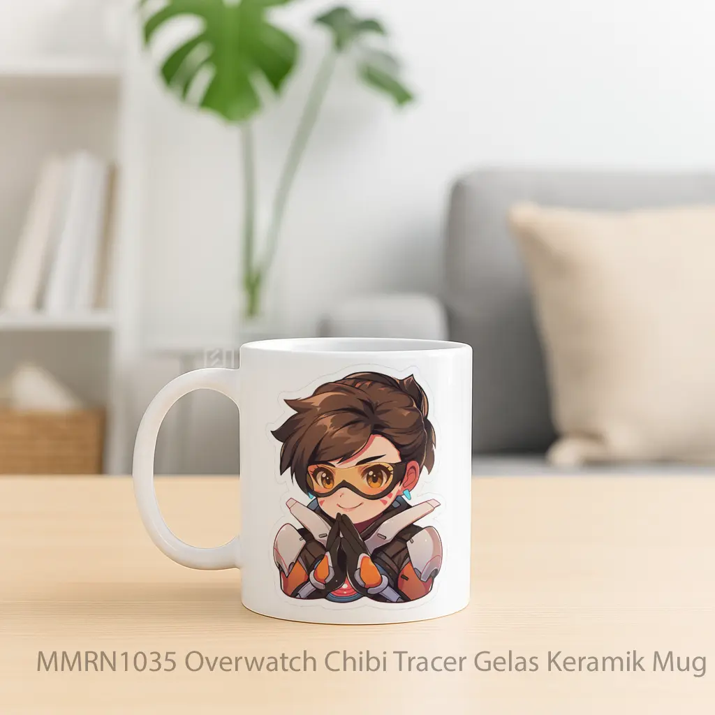 Overwatch Chibi Tracer Gelas Keramik Mug - Sudut 2