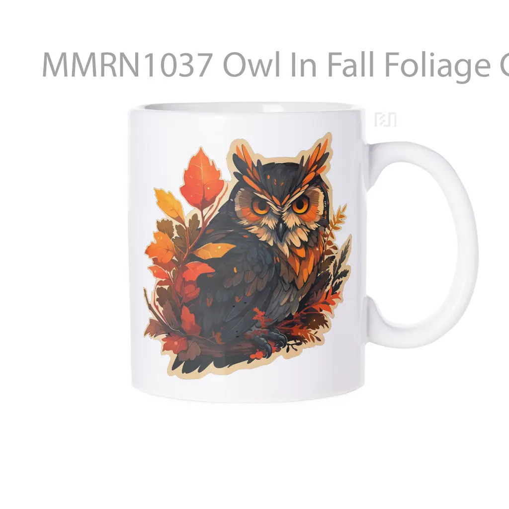 Owl In Fall Foliage Gelas Keramik Mug