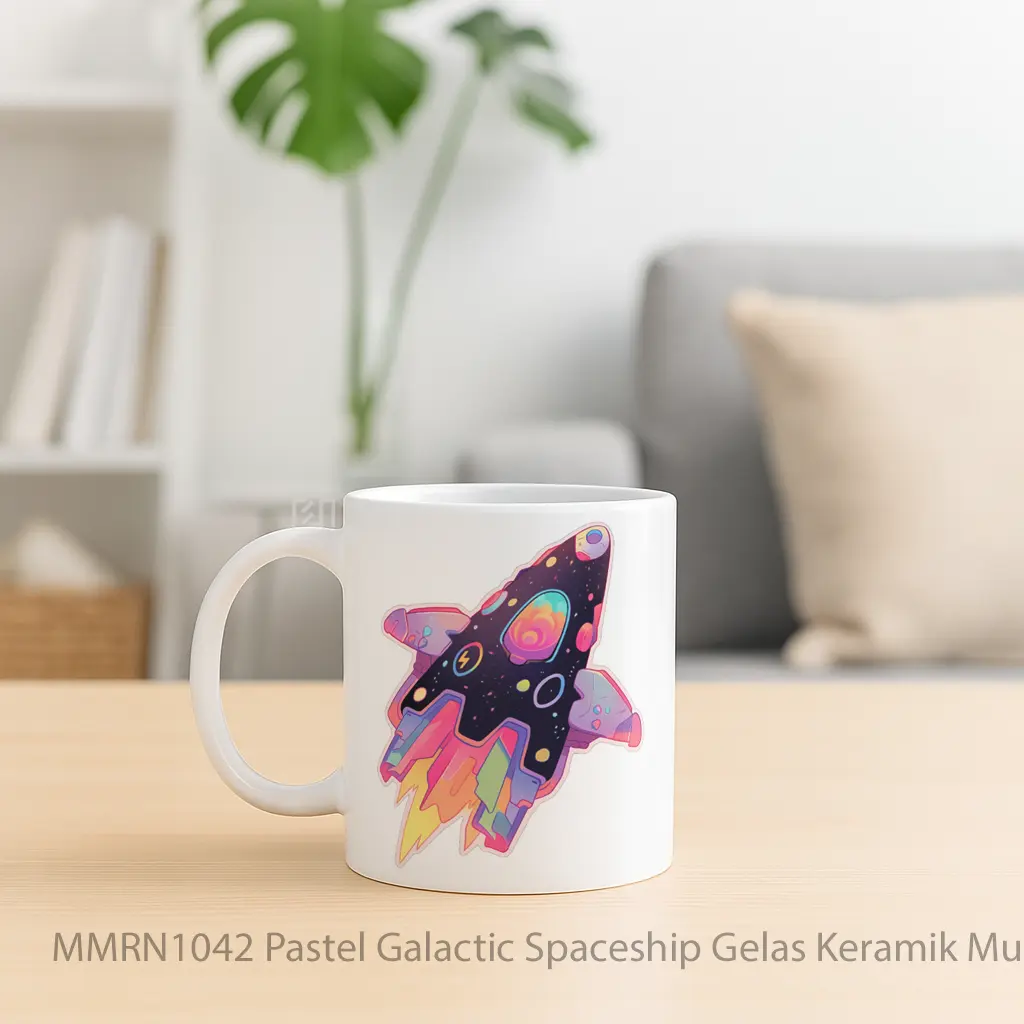 Pastel Galactic Spaceship Gelas Keramik Mug - Sudut 2