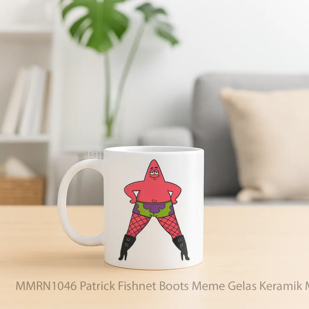 Patrick Fishnet Boots Meme Gelas Keramik Mug - Sudut 2