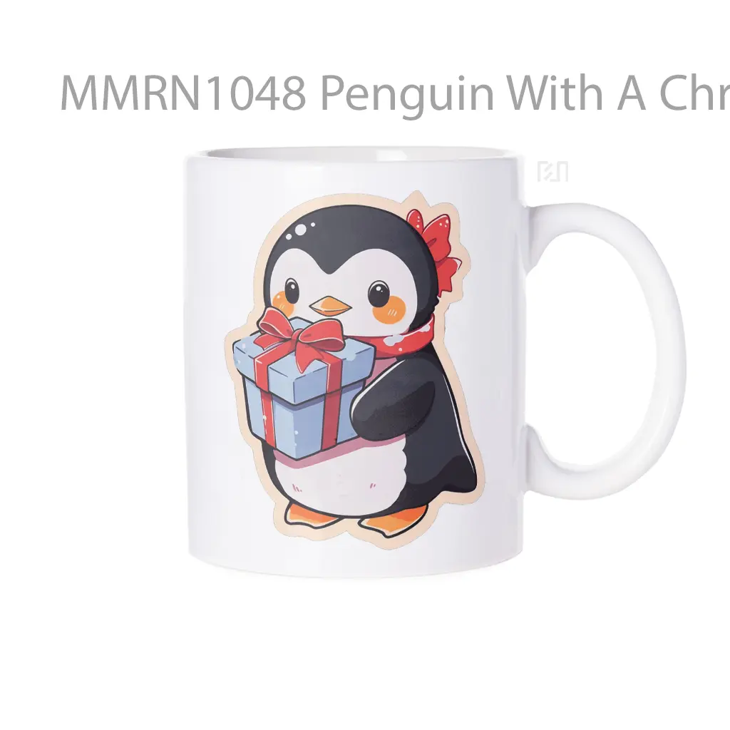 Penguin With A Christmas Gift Gelas Keramik Mug