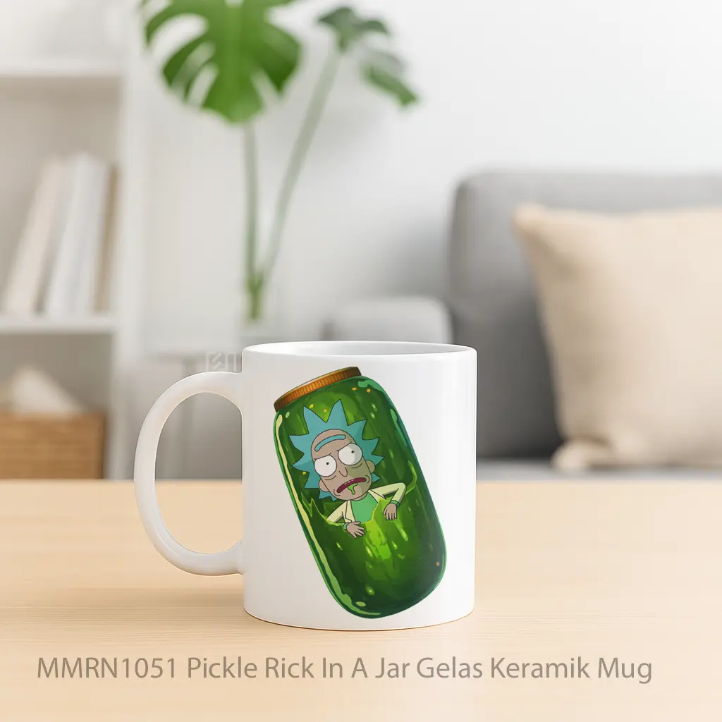 Pickle Rick In A Jar Gelas Keramik Mug - Sudut 2