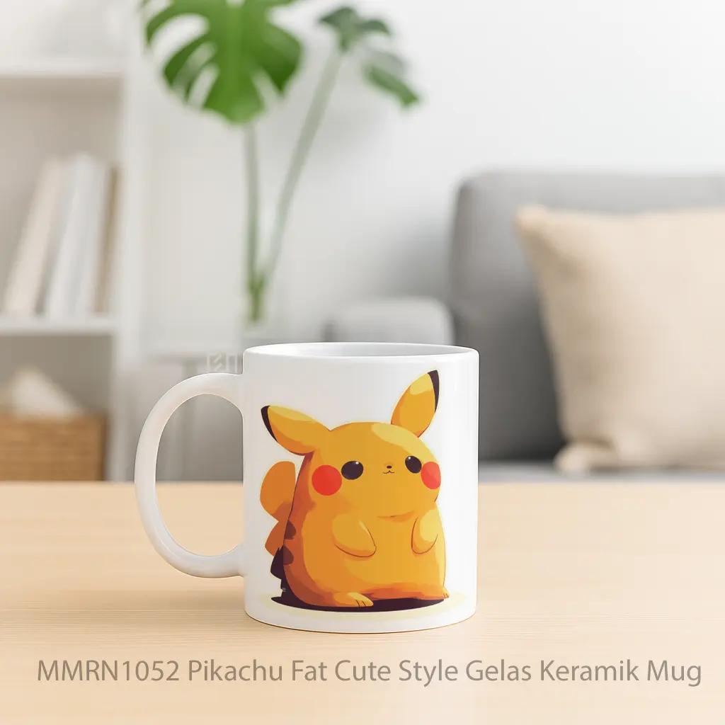 Pikachu Fat Cute Style Gelas Keramik Mug - Sudut 2