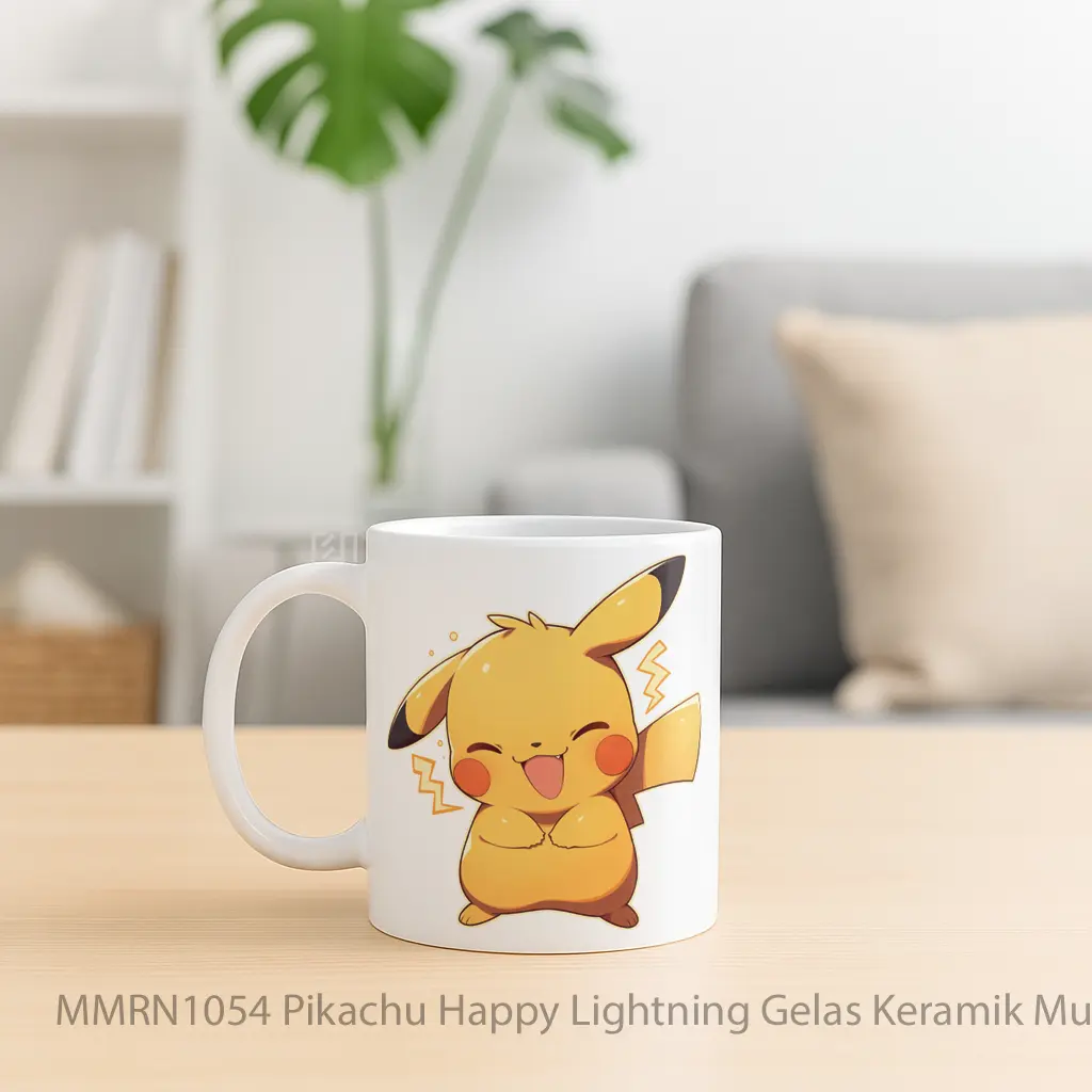 Pikachu Happy Lightning Gelas Keramik Mug - Sudut 2