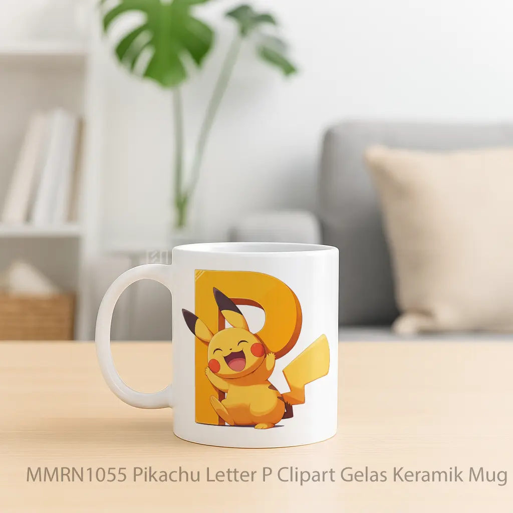 Pikachu Letter P Clipart Gelas Keramik Mug - Sudut 2