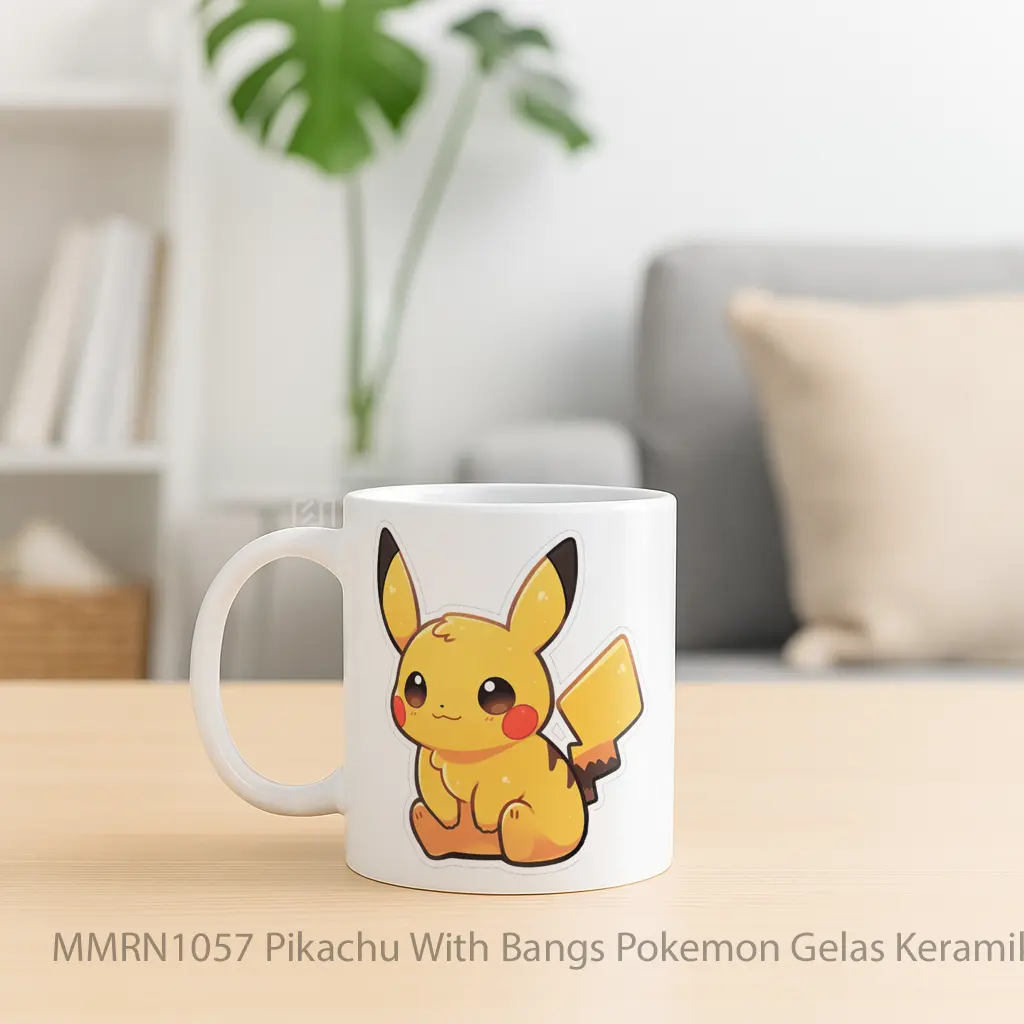 Pikachu With Bangs Pokemon Gelas Keramik Mug - Sudut 2