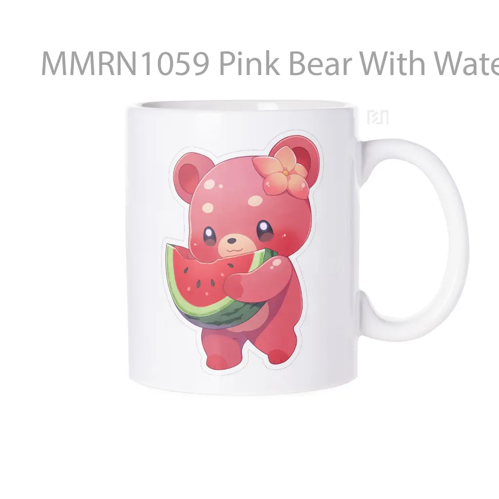 Pink Bear With Watermelon Gelas Keramik Mug