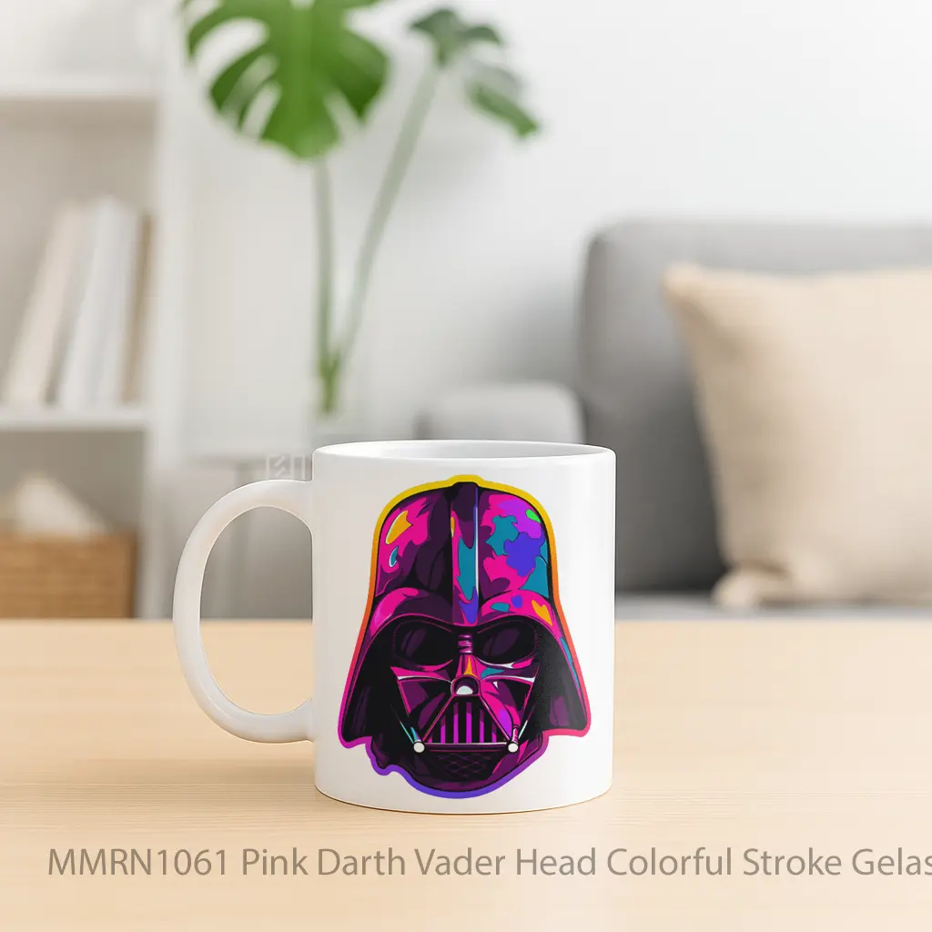 Pink Darth Vader Head Colorful Stroke Gelas Keramik Mug - Sudut 2