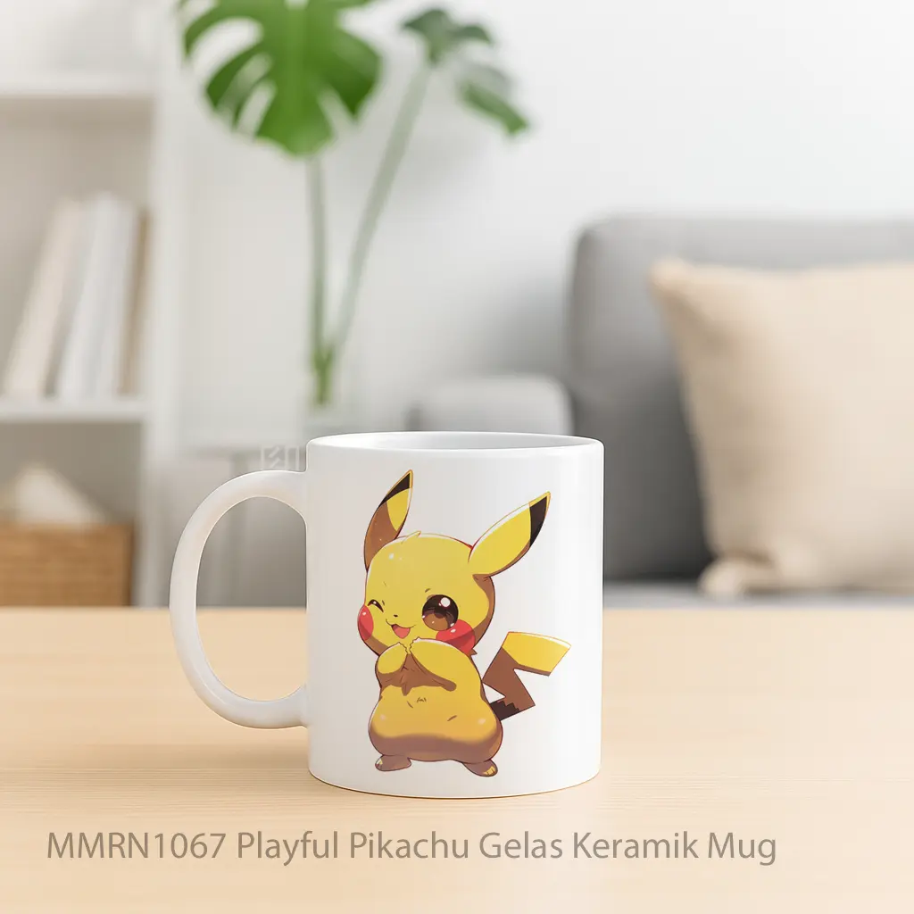 Playful Pikachu Gelas Keramik Mug - All-side / Desain