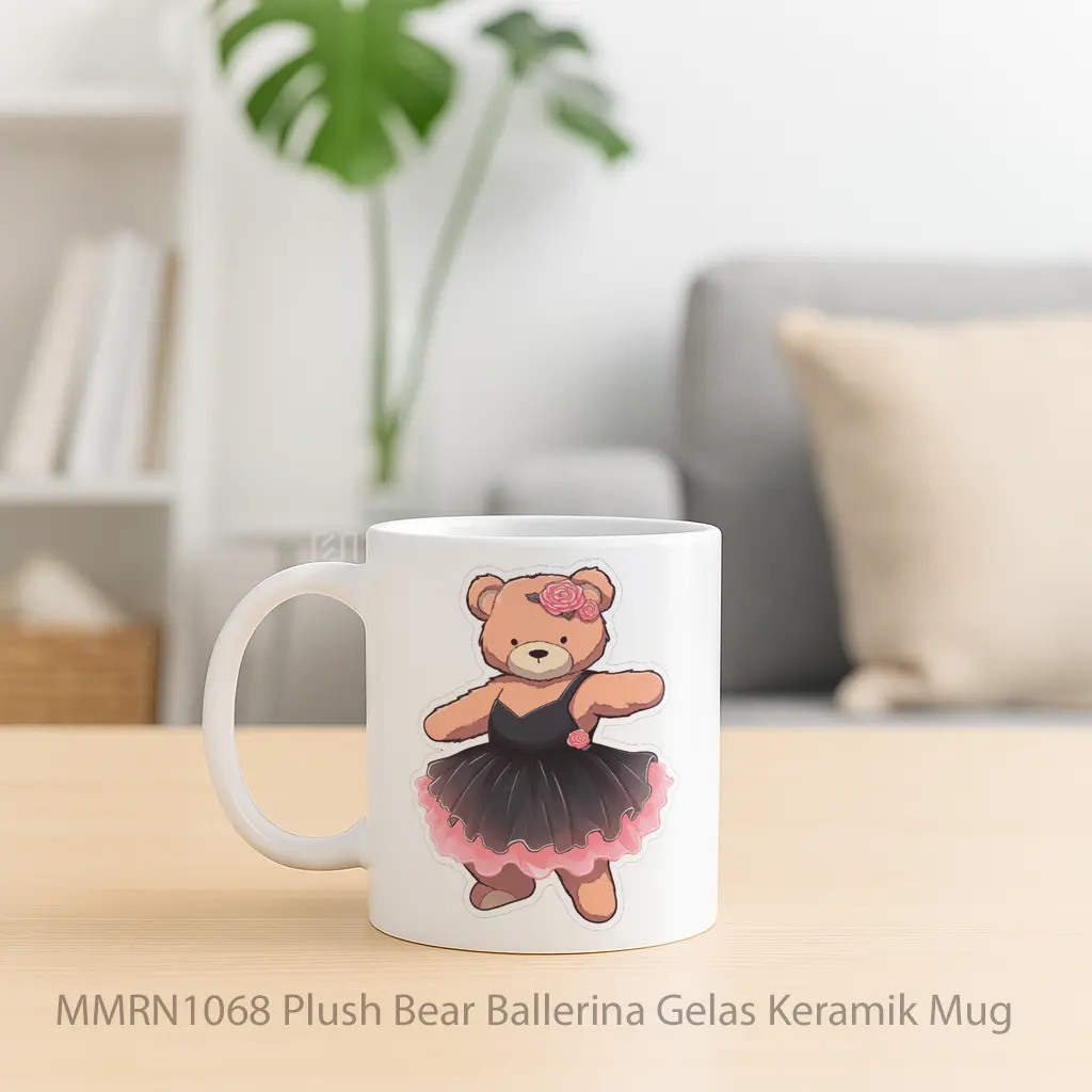 Plush Bear Ballerina Gelas Keramik Mug - Sudut 2