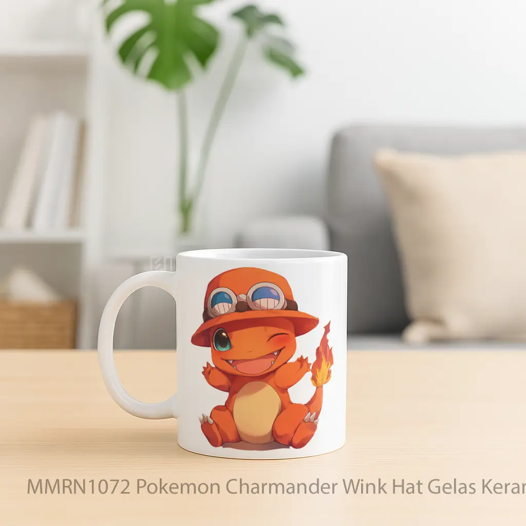 Pokemon Charmander Wink Hat Gelas Keramik Mug - Sudut 2