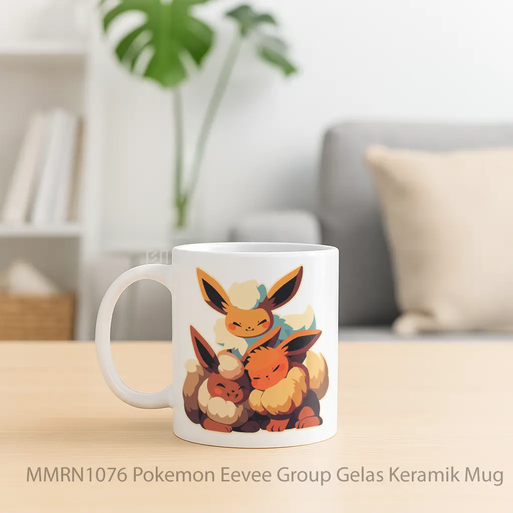 Pokemon Eevee Group Gelas Keramik Mug - Sudut 2