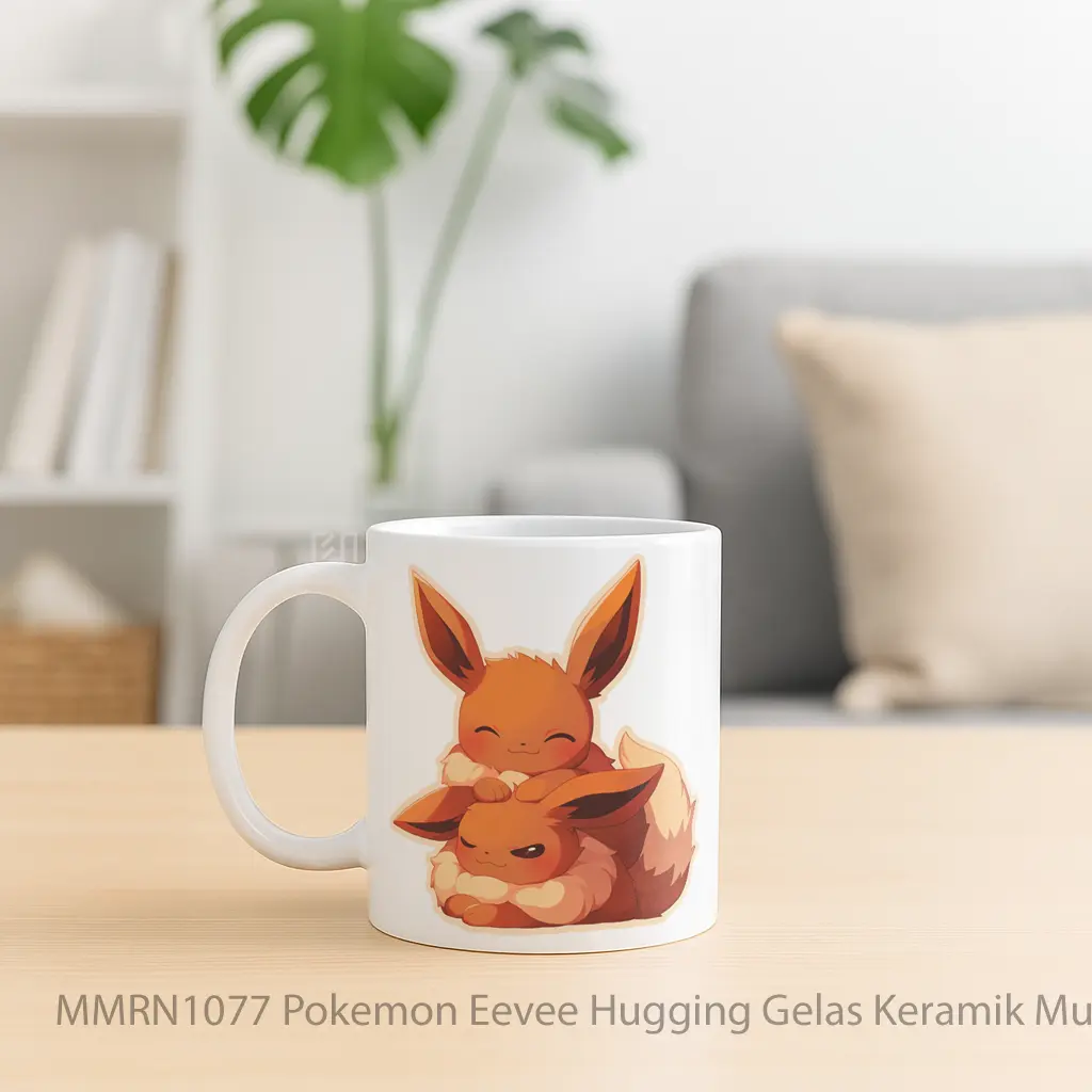 Pokemon Eevee Hugging Gelas Keramik Mug - Sudut 2