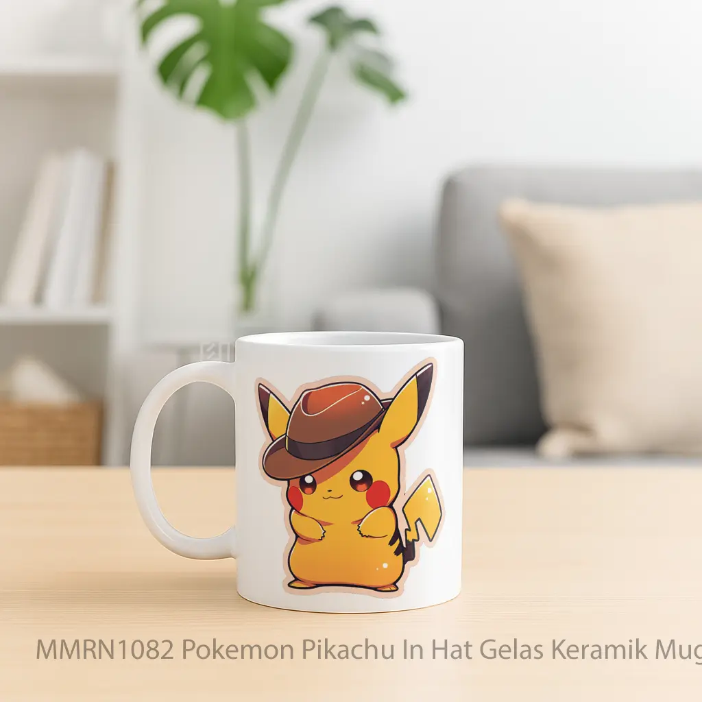 Pokemon Pikachu In Hat Gelas Keramik Mug - Sudut 2