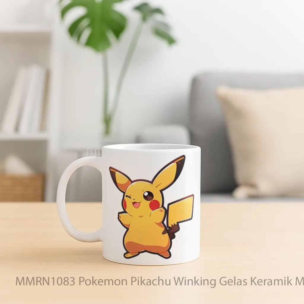Pokemon Pikachu Winking Gelas Keramik Mug - Sudut 2