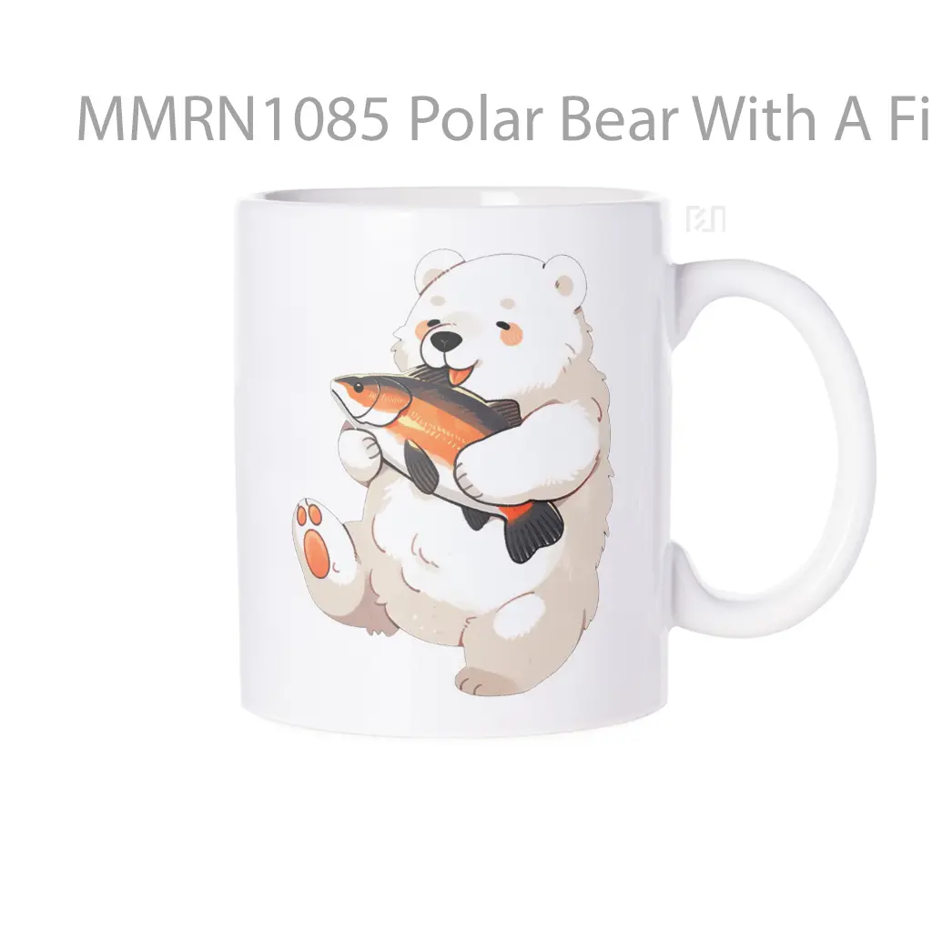 Polar Bear With A Fish Gelas Keramik Mug