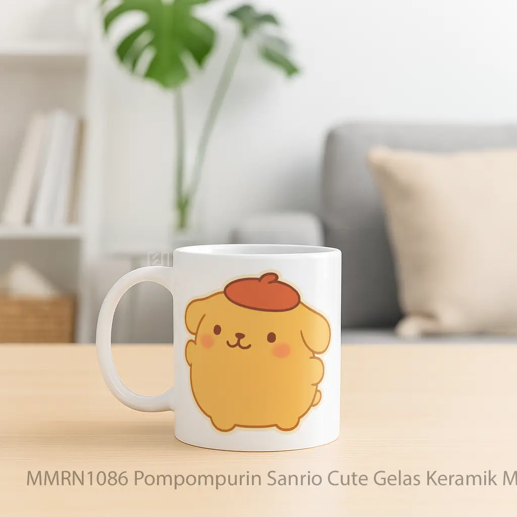 Pompompurin Sanrio Cute Gelas Keramik Mug - Sudut 2