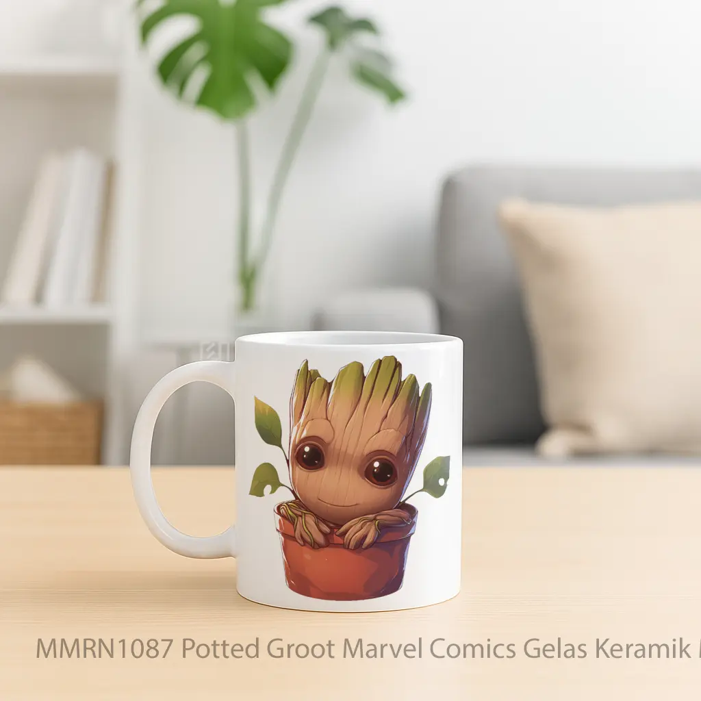 Potted Groot Marvel Comics Gelas Keramik Mug - Sudut 2