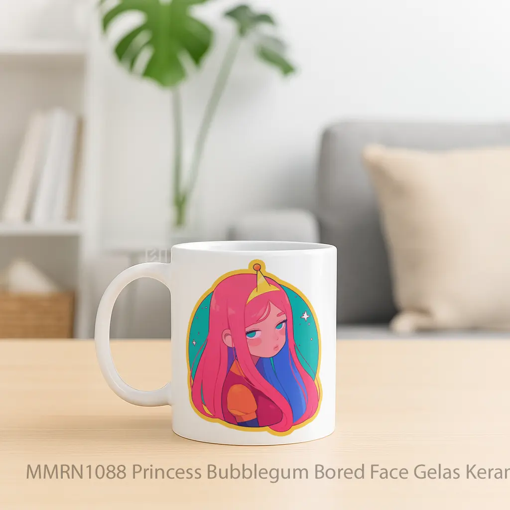 Princess Bubblegum Bored Face Gelas Keramik Mug - Sudut 2