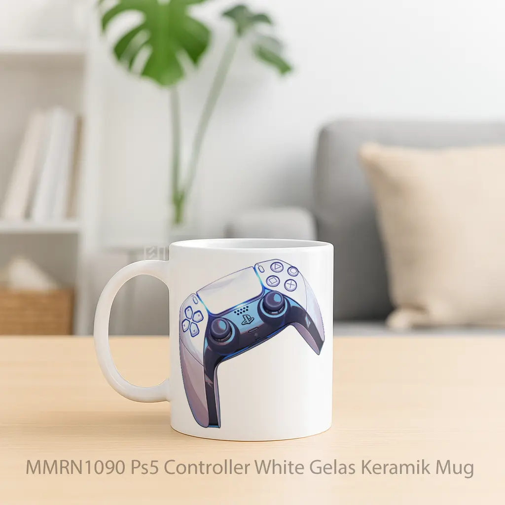 Ps5 Controller White Gelas Keramik Mug - Sudut 2