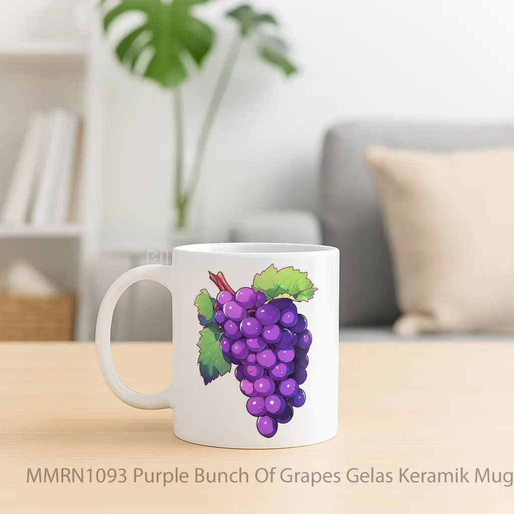 Purple Bunch Of Grapes Gelas Keramik Mug - Sudut 2
